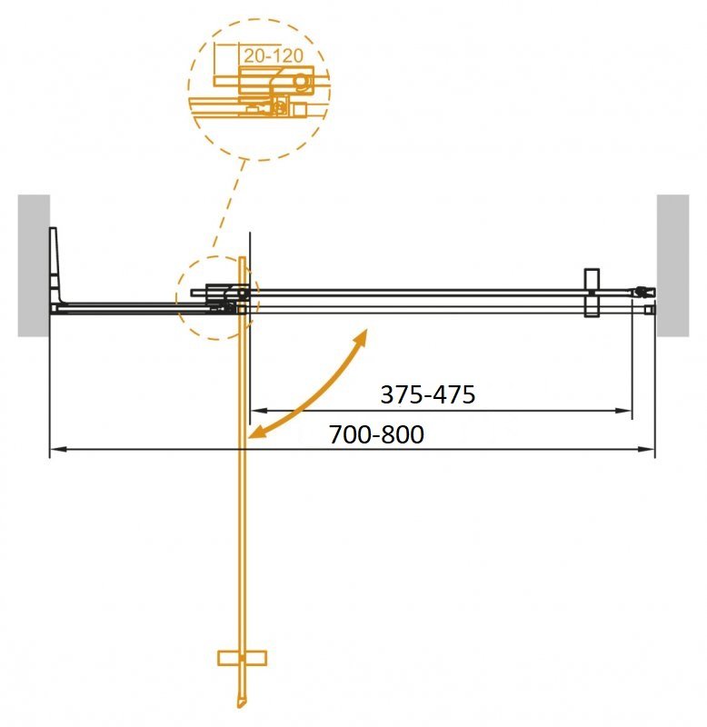 Душевая дверь в нишу CEZARES SLIDER-B-1-70/80-BR схема 11