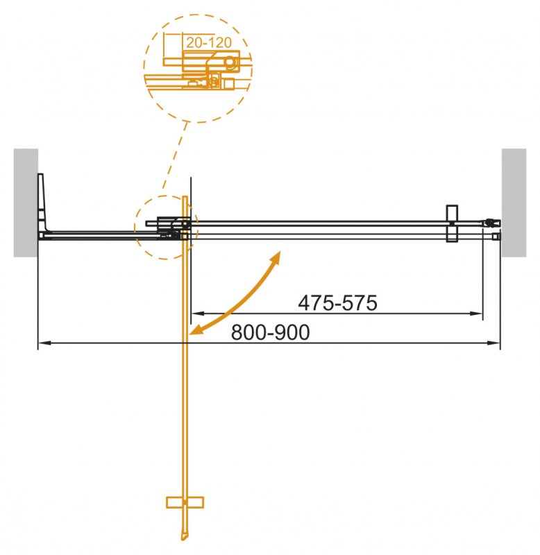 Душевая дверь для проема CEZARES SLIDER-B-1-80/90-GRIGIO схема 18