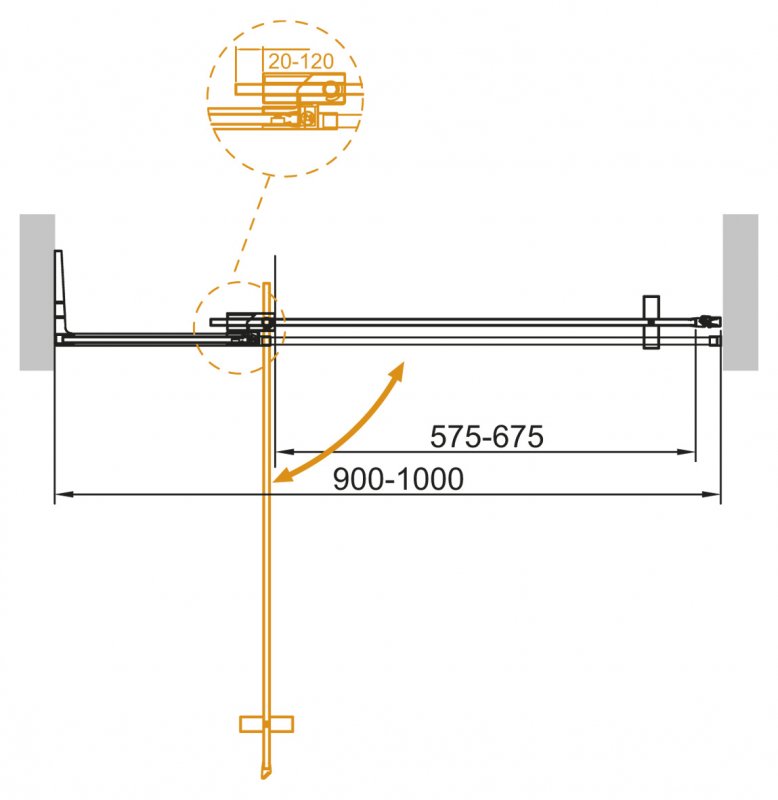 Душевая дверь для проема CEZARES SLIDER-B-1-90/100-BR схема 22