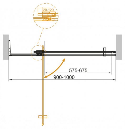 Душевая дверь для проема CEZARES SLIDER-B-1-90/100-BR схема 22