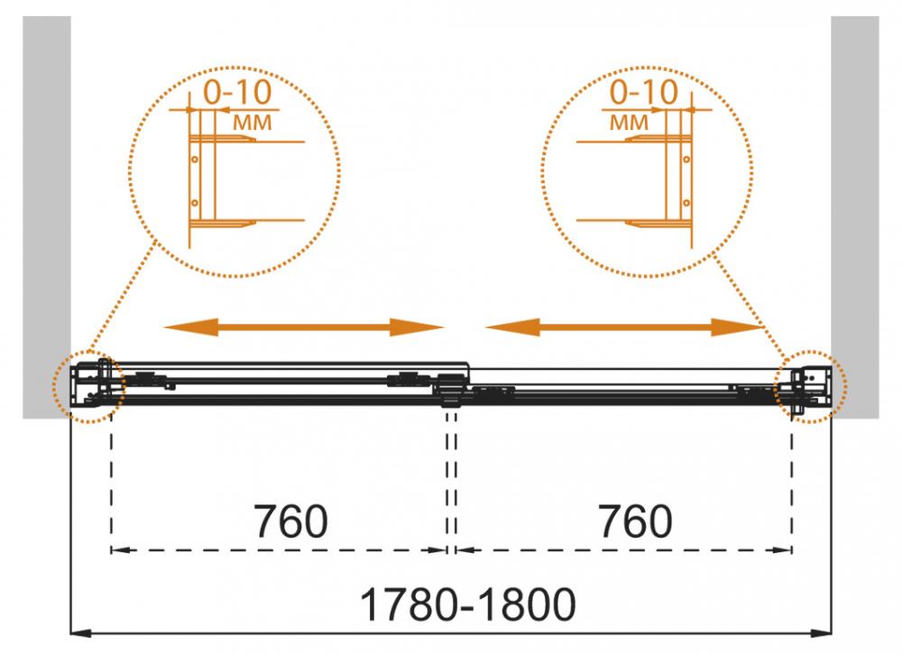 Шторка на ванну CEZARES TANDEM-SOFT-VF-2-180/145 схема 8