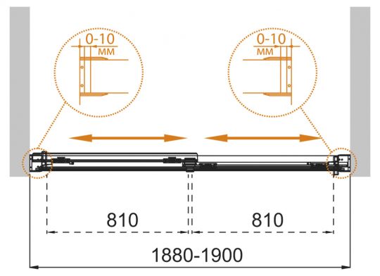 Шторка на ванну CEZARES TANDEM-SOFT-VF-2-190/145 схема 8