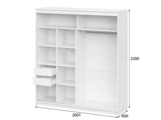 Шкаф-купе ШКП 3 2000 мм Белый текстурный