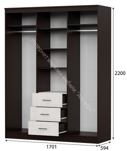 Шкаф-купе ШКП 1 Дуб Венге/Ясень Анкор Светлый