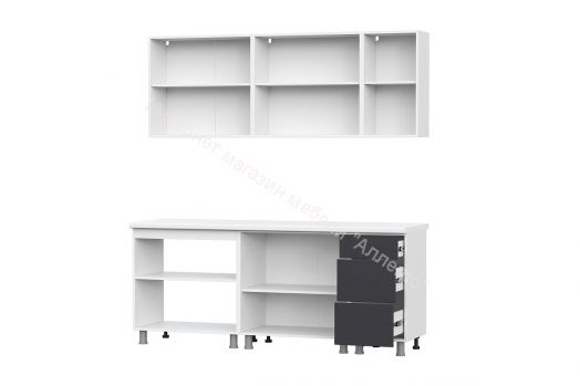 Кухонный гарнитур Модерн New (2,0м) (без столешниц) Белый/Белый глянец Бруно/Графит