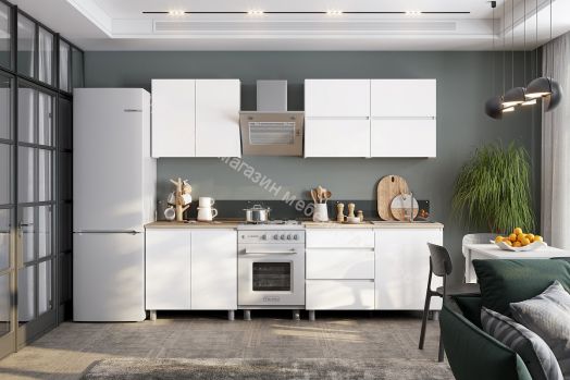 Кухонный гарнитур Токио 2,0м Серия 3 Белый текстурный/Дуб Сонома