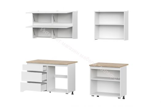 Кухонный гарнитур Токио 2,0м Серия 3 Белый текстурный/Дуб Сонома