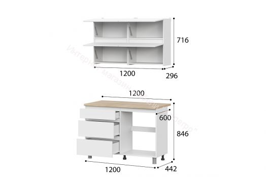 Кухонный гарнитур Токио 1,2м Серия 3 Белый текстурный/Дуб Сонома