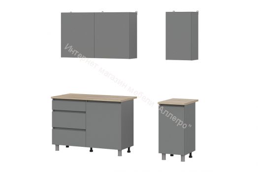 Кухонный гарнитур Денвер 1,6м Графит серый/Дуб Сонома