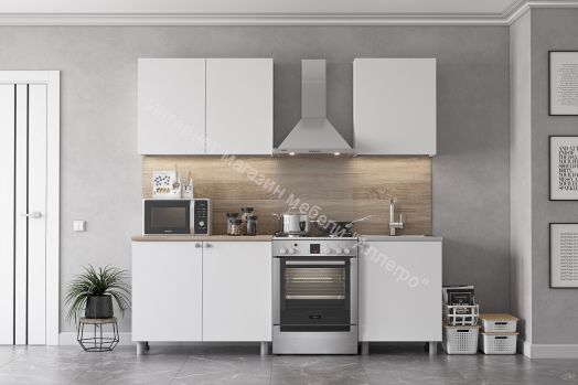 Кухонный гарнитур КГ 6 (1,6м) (Серия 2) Белый текстурный/Дуб Сонома