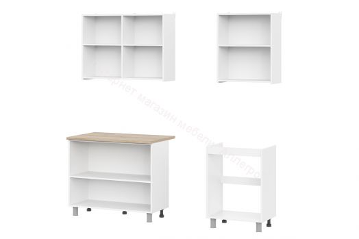 Кухонный гарнитур КГ 6 (1,6м) (Серия 2) Белый текстурный/Дуб Сонома