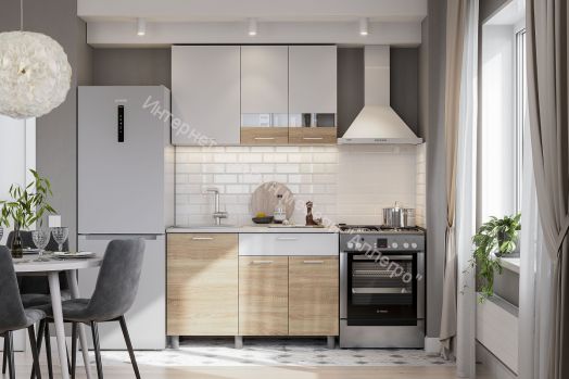 Кухонный гарнитур КГ - 4(1200) Белый/Дуб Сонома/Антарес