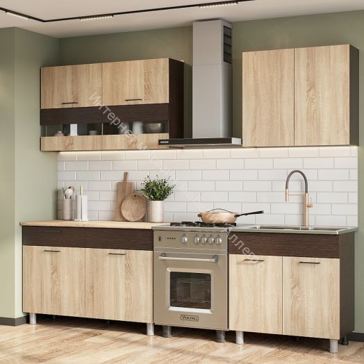 Кухонный гарнитур Босфор (2м) Дуб Венге/Дуб Сонома