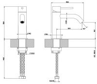 Gessi Flessa смеситель для раковины 54002726 бронза теплая браш PVD схема 2