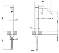 Gessi Flessa смеситель для раковины 54006239 сталь браш схема 1