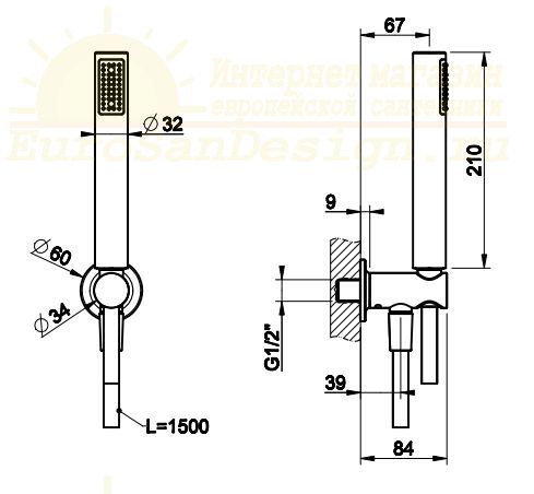 Душевой набор Gessi Shower Sets 58123727 латунь браш PVD схема 1