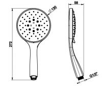 Трехпозиционный ручной душ Gessi Rettangolo 14376031 хром схема 2