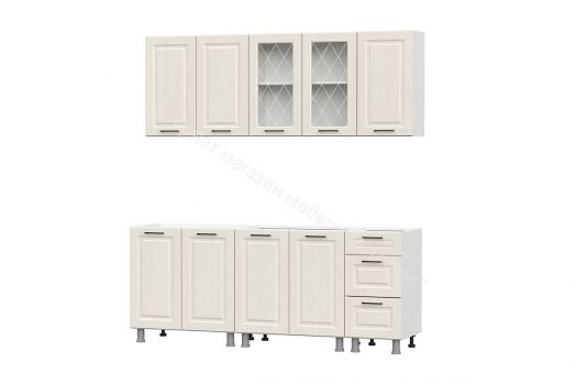 Кухонный гарнитур Грейвуд (2,0м) (МДФ) (без столешниц) Белый/Дуб кремовый