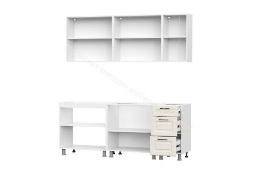 Кухонный гарнитур Грейвуд (2,0м) (МДФ) (без столешниц) Белый/Дуб кремовый