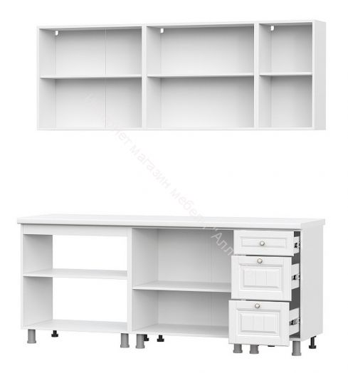 Кухонный гарнитур Прованс (2,0м) (МДФ) (без столешниц) Белый/Белый текстурный