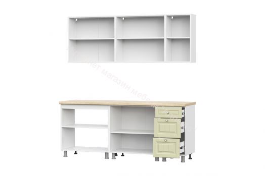 Кухонный гарнитур Прованс (2,0м) (МДФ) (без столешниц) Белый/Фисташковый текстурный