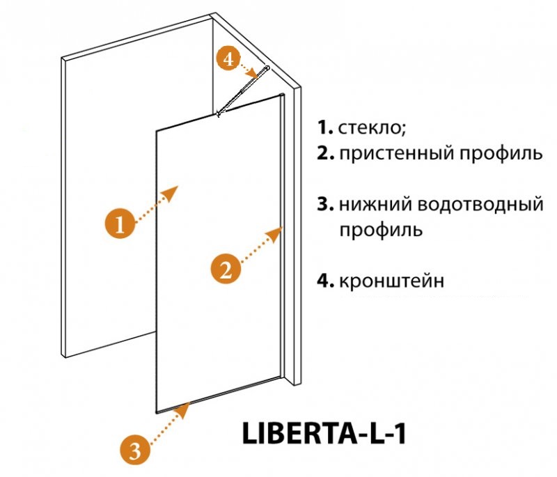 Душевая перегородка универсальная с односторонним входом CEZARES LIBERTA-L-1-TB-90 схема 14