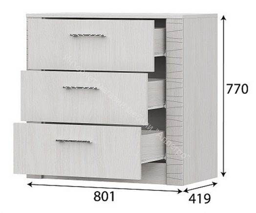 Комод 3 ящика Серия №4 Гамма 20 Ясень анкор светлый/Сандал светлый
