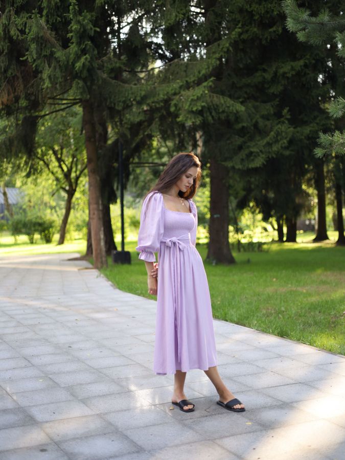 Платье Vento двустороннее льняное в цвете лаванды