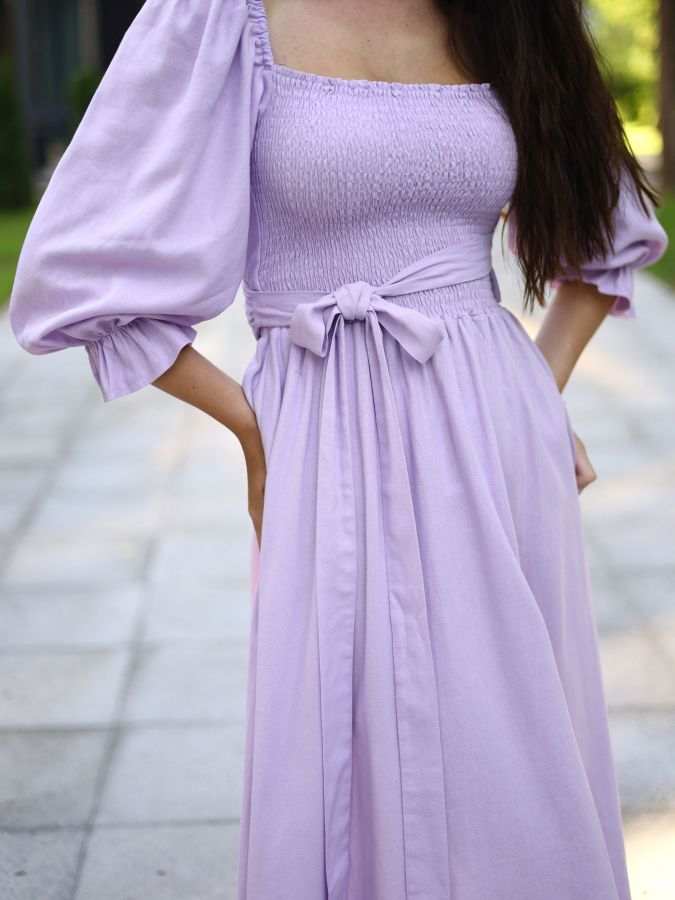 Платье Vento двустороннее льняное в цвете лаванды