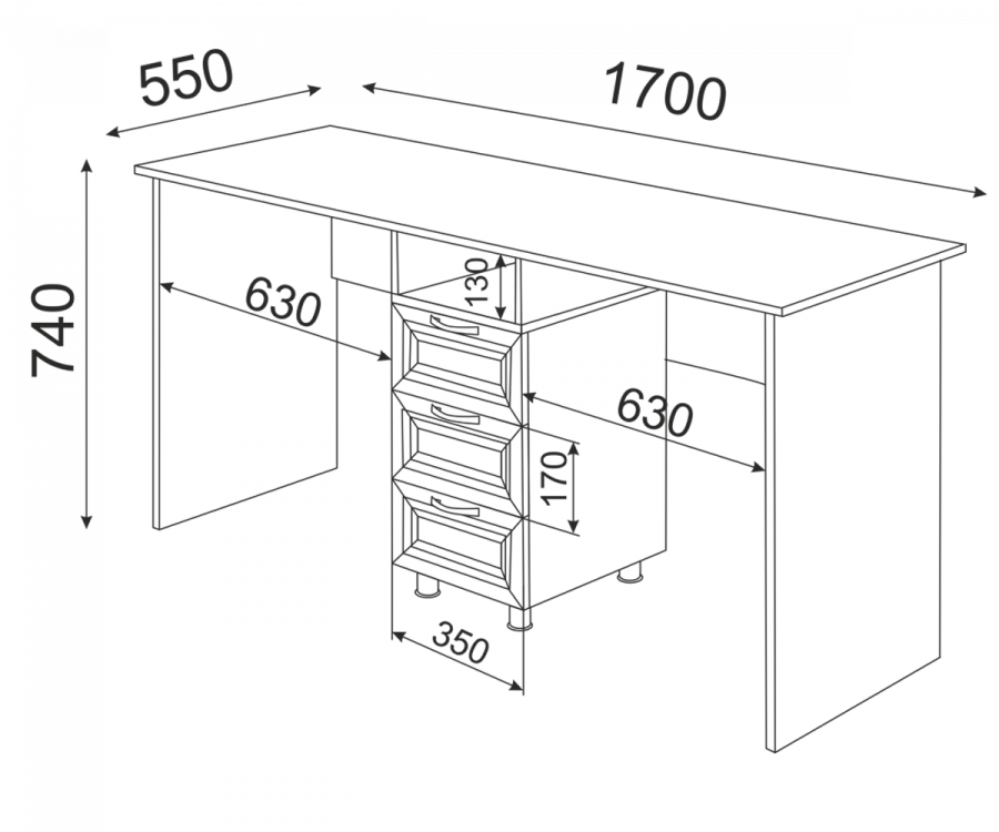 Остин М13 Стол двойной письменный 1700мм