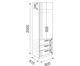 Walker модуль 4  Шкаф 2х ств платяной