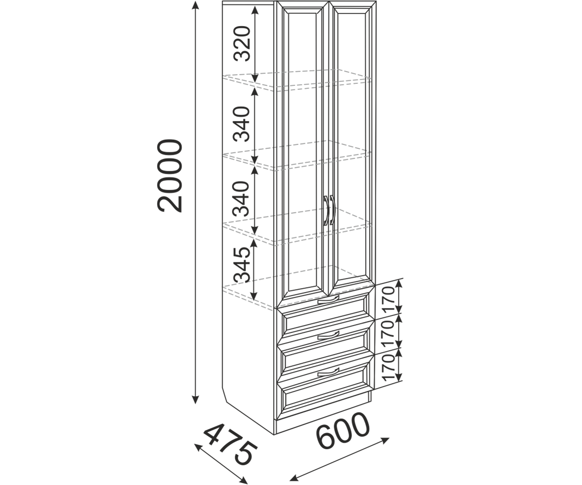 Остин М4 Шкаф с ящиками бельевой