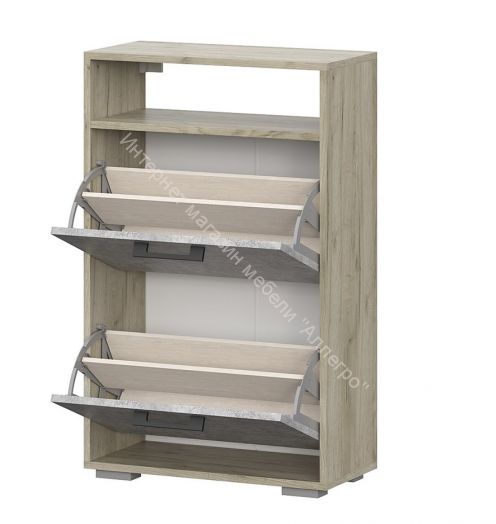 Тумба для обуви "Бостон" ОБ-600 (Дуб крафт серый/Бетонный камень)