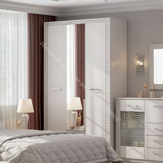 Шкаф комбинированный трёхстворчатый Серия №4 Гамма 20 Ясень Анкор светлый/Сандал светлый