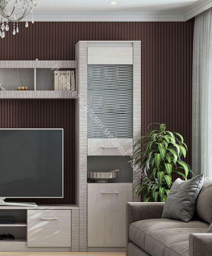 Пенал со стеклом Серия №4 Гамма 20 Ясень Анкор светлый/Сандал светлый