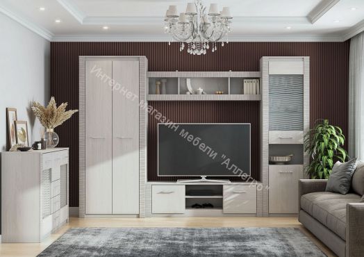 Пенал со стеклом Серия №4 Гамма 20 Ясень Анкор светлый/Сандал светлый