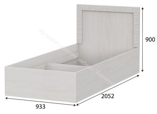 Кровать одинарная 0,9х2,0 Гамма 20  без основания Ясень Анкор светлый/Сандал светлый