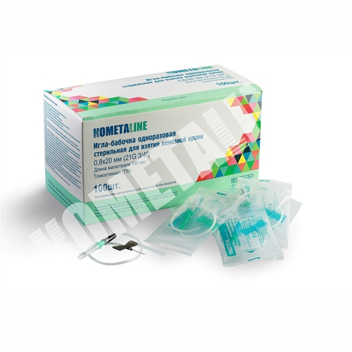 Игла-бабочка для взятия венозной крови размер 0,6х20 мм (23Gx3/4) д/м 190 мм