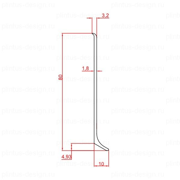 2156.01 плинтус алюминиевый 80 мм Декопрофиль