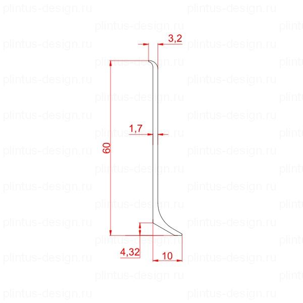 2157.01 плинтус алюминиевый 60 мм Декопрофиль