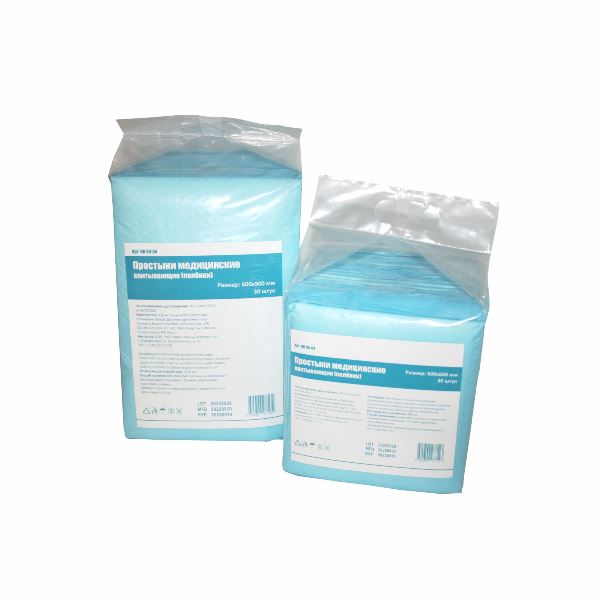 Простынь (пеленка) впитывающая одноразовая HUBEI 60х60 см (№30/240) арт. HB 96-04