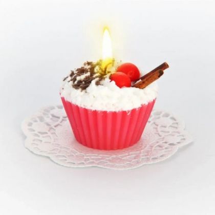 Свеча "пирожное" ручной работы CHERRY, d8 h6 см, TM Aromatte