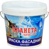 Краска Фасадная КБС Планета Качества БС-19 14кг Атмосферостойкая, Белая, Матовая.