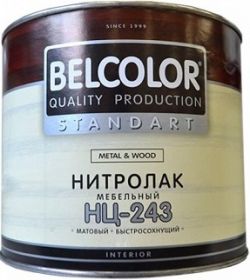 Лак Мебельный НЦ-243 Belcolor 1.7кг Матовый, Быстросохнущий / Белкалор.