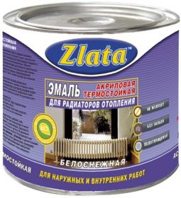 Эмаль для Радиаторов Zlata 2.4кг Белая, Акриловая, Полуматовая без Запаха / Злата.
