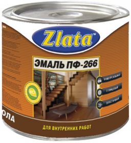 Эмаль для пола Zlata ПФ-266 2.4кг желто-коричневая / Злата.