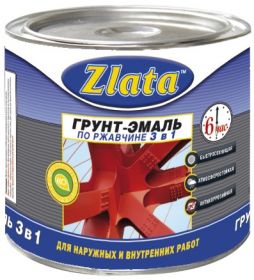 Грунт-Эмаль по Ржавчине 3 в 1 Zlata 1.6кг Зеленая для Металлических Поверхностей / Злата.