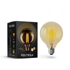 Лампа Ретро Voltega E27 6W 2800K 7084 Золотая, Стекло / Вольтега.