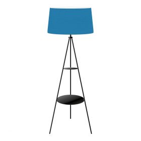 Торшер со Столиком и Синим Абажуром Citilux Рейнер CL806023 Чёрный / Ситилюкс.