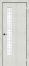 Межкомнатная Дверь с Экошпоном Bravo Браво-9 Bianco Veralinga / Wired Glass 12,5 700x2000мм (Полотно+Коробка+5 Наличников) / Браво.